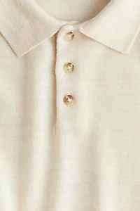 Fine-Knit Wool Polo Sweater