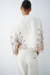 Quilted Linen-Blend Jacket
