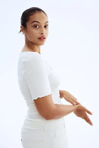 Lace-Trimmed Ribbed Top