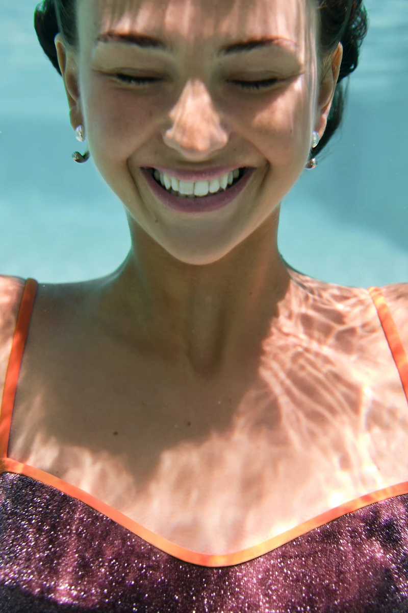 Haut de maillot coussiné scintillant