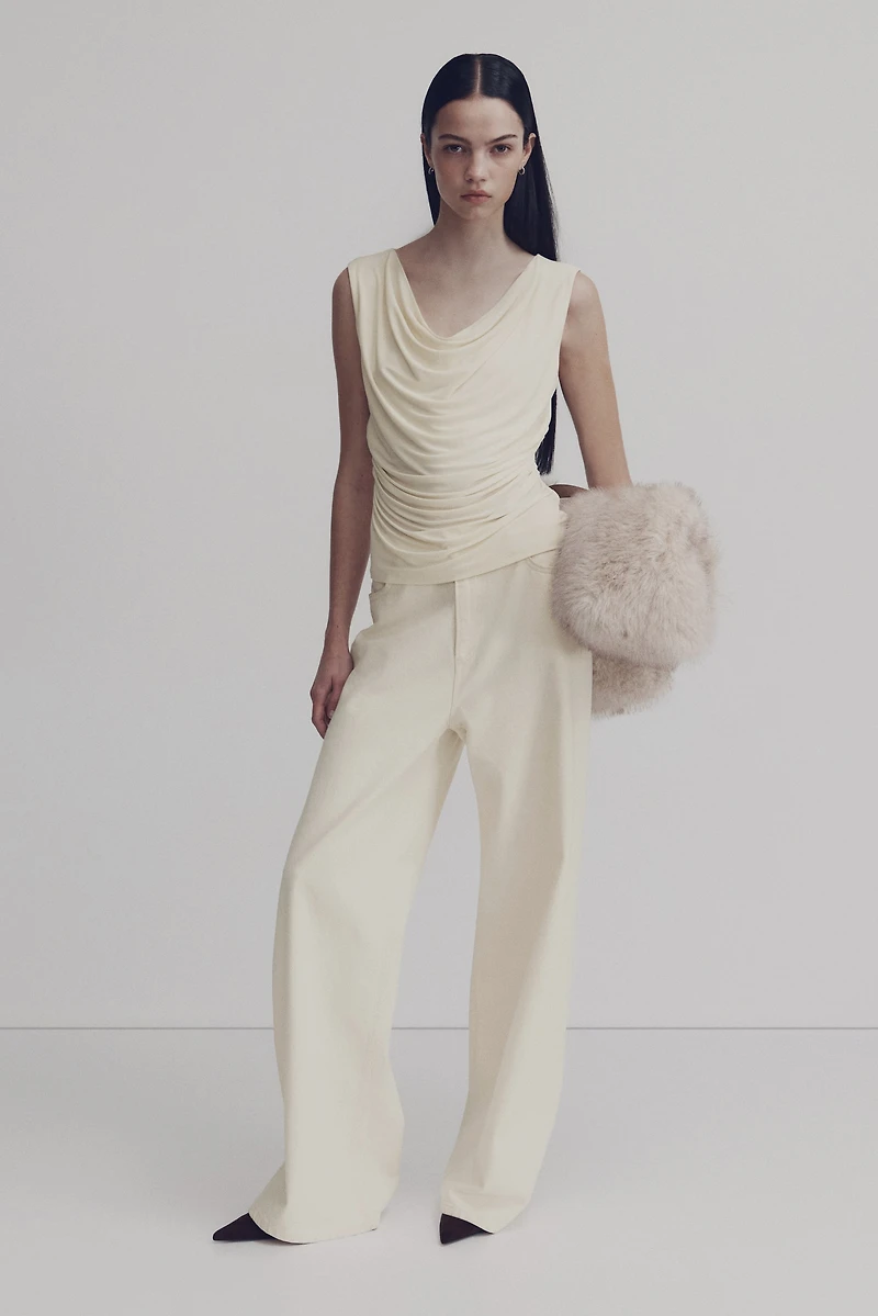 Draped Jersey Sleeveless Top