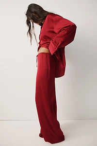 Embellished Satin Pajama Pants