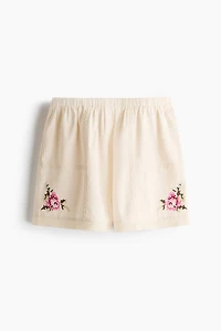 Linen-Blend Pajama Shorts