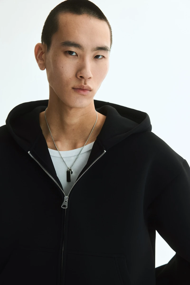 Loose-Fit Scuba Hooded Jacket