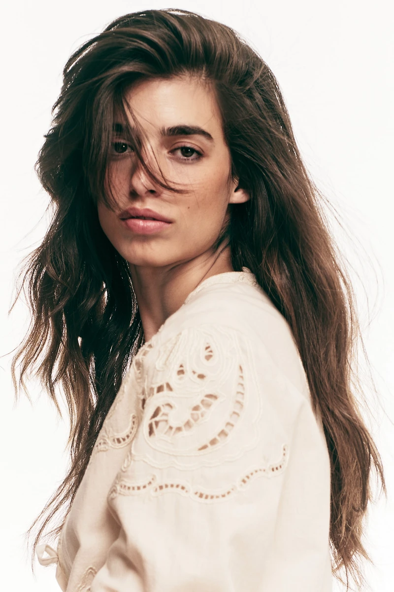 Linen-Blend Eyelet-Embroidered Jacket