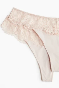 2-Pack Microfiber and Lace Thong Briefs