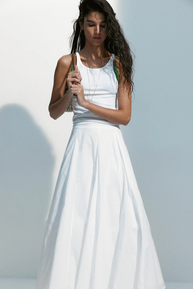 Pleated Cotton Skirt