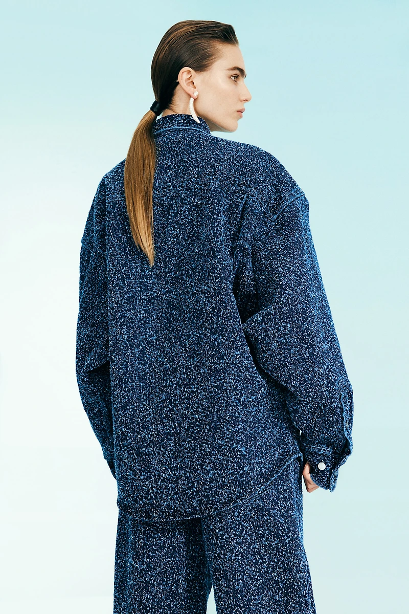 Oversized Bouclé Denim Jacket
