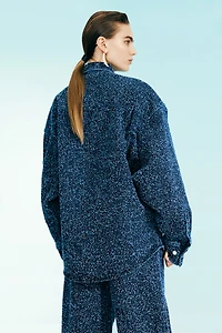 Oversized Bouclé Denim Jacket