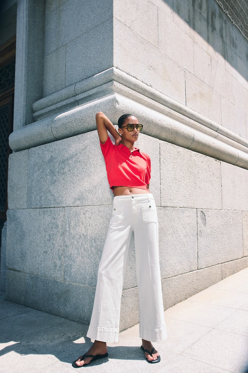 Jean ample taille haute à la cheville