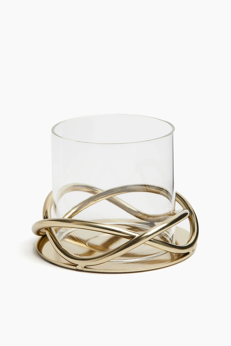 Bougeoir chauffe-plat en métal et verre