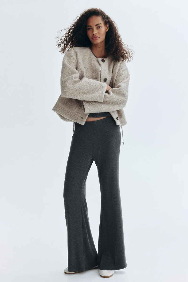 Flared fine-knit trousers