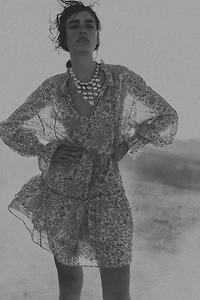 Flounced Tie-Belt Dress