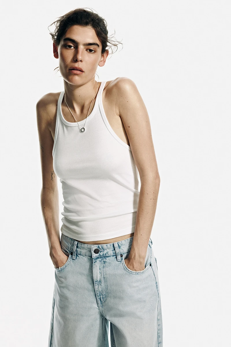 Wide-Leg Regular-Waist Culotte Jeans