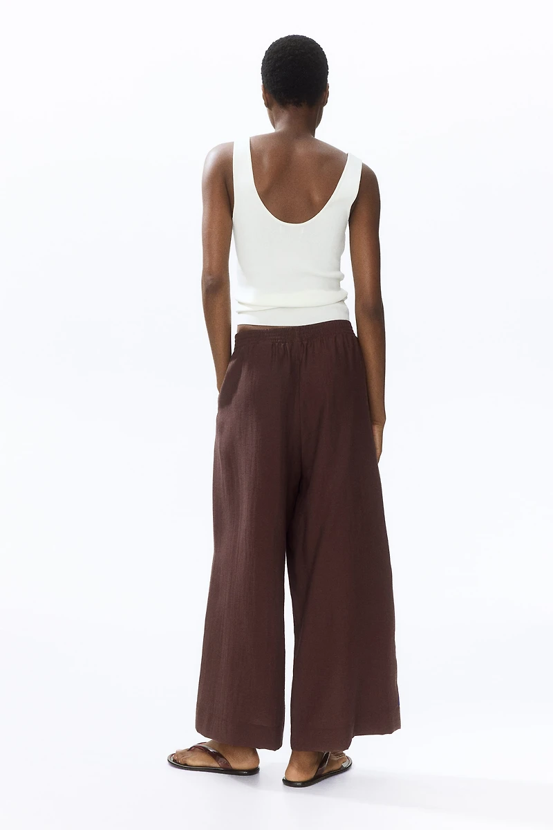 Linen-Blend Ankle-Length Pants