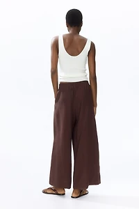 Linen-Blend Ankle-Length Pants