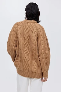 Cable-knit wool-blend jumper
