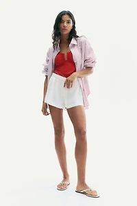 Linen-Blend Drawstring Shorts