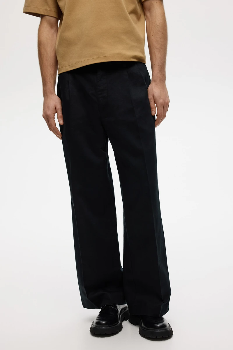 Loose-Fit Linen-Blend Pants