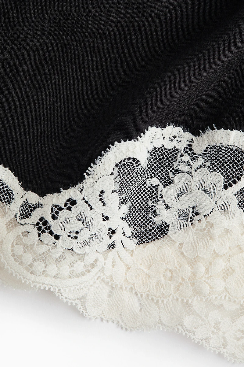 Lace-Trimmed Pajama Shorts