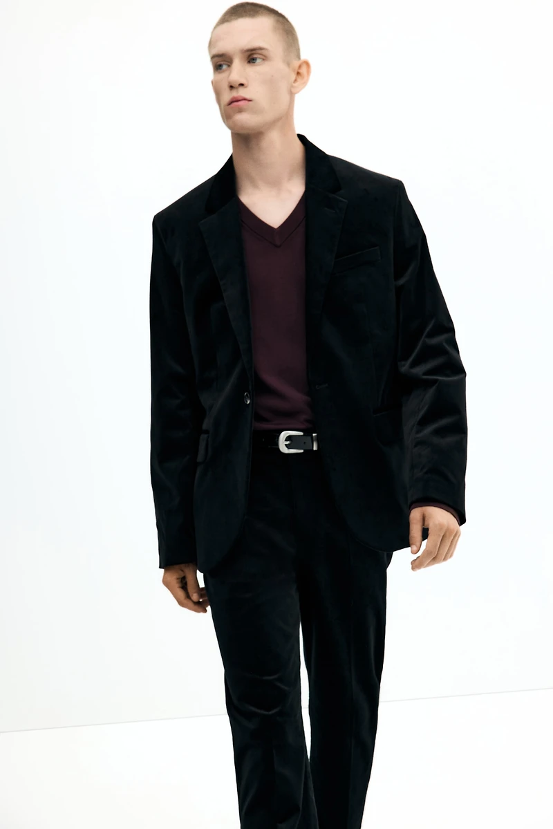 Regular-Fit Velvet Suit Pants
