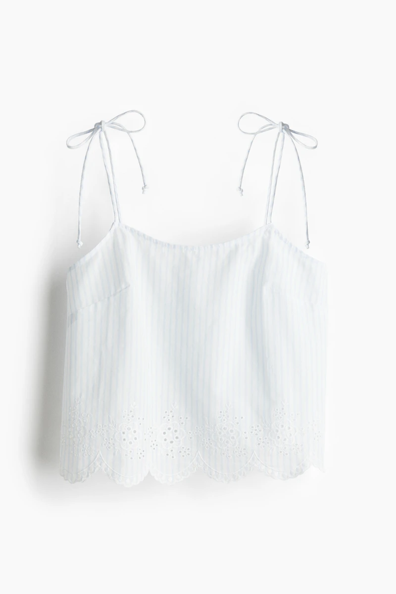 Embroidered tie-strap top