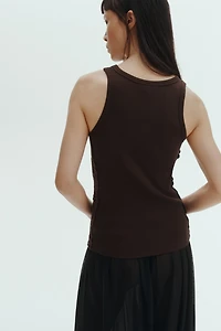 Ribbed Lace-Inset Tank Top
