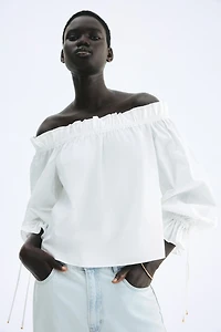 Off-the-Shoulder Poplin Blouse