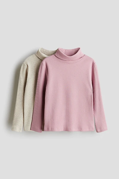Lot de 2 hauts côtelés avec col roulé