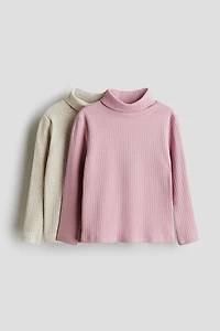 Lot de 2 hauts côtelés avec col roulé