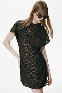 Draped Mock Turtleneck Dress