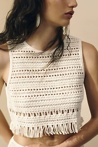 Sleeveless Crochet-Look Top