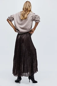 Sequined Plissé Skirt