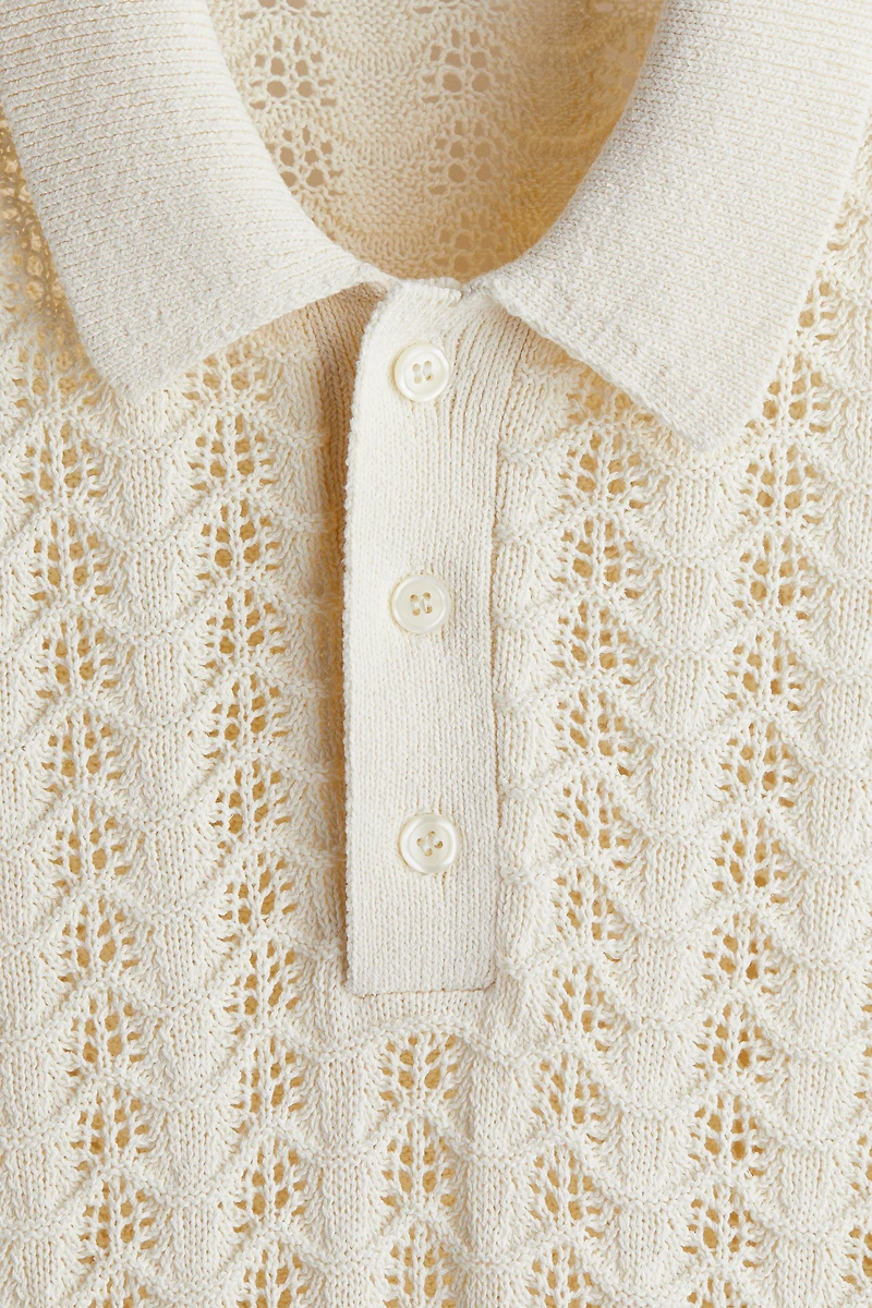 Polo classique en tricot pointelle
