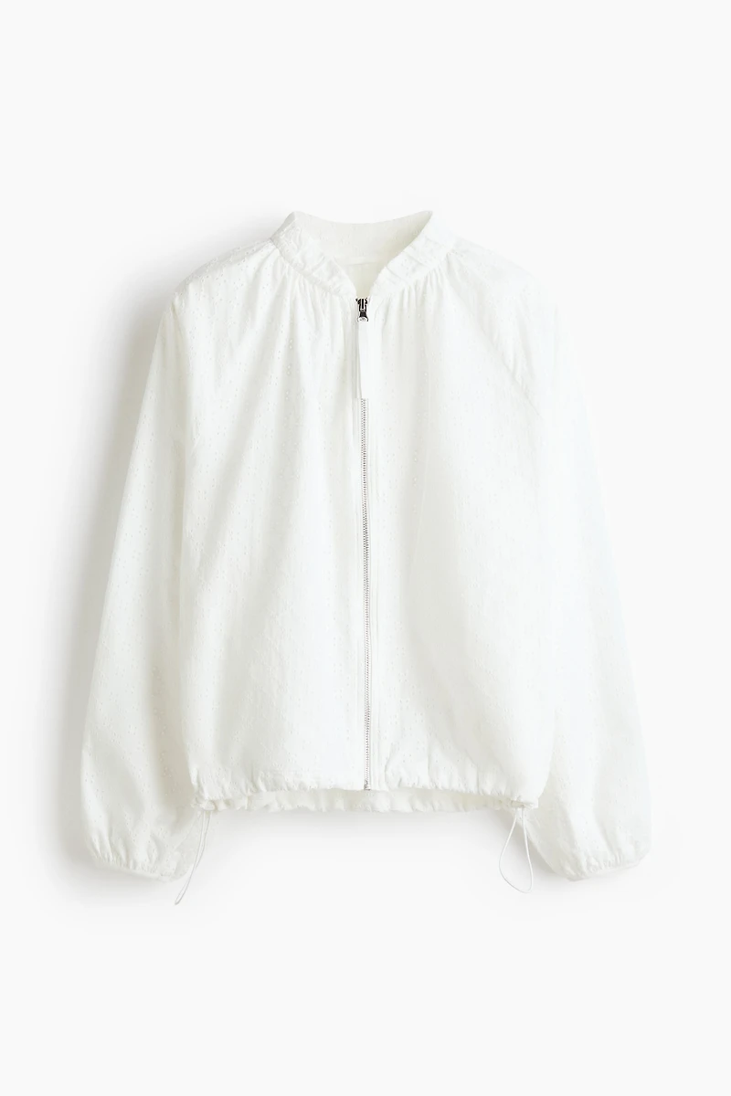 Eyelet-Embroidered Blouson Jacket
