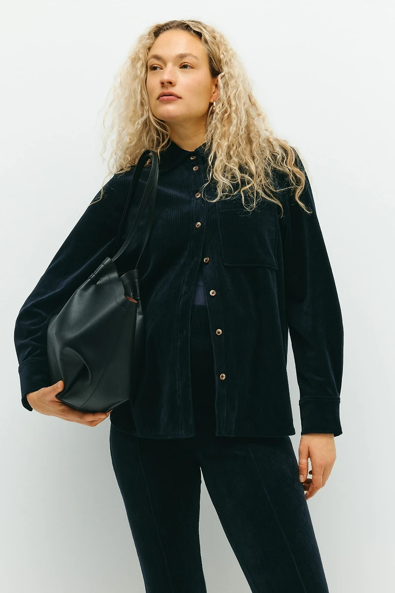 MAMA Ribbed Velour Shirt