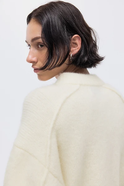 Mohair-Blend Cardigan with Zipper