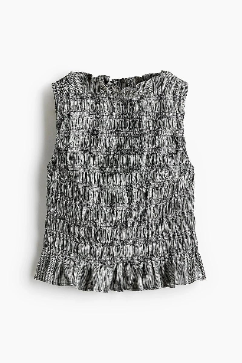 Smocked Ruffle-Trimmed Top