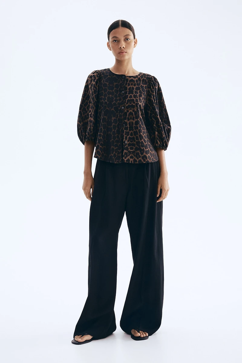 Linen-Blend Blouse