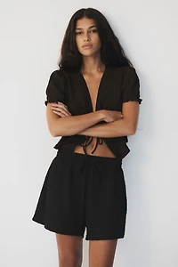 Textured Jersey Drawstring Shorts