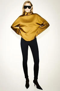 Satin Mock Turtleneck Top