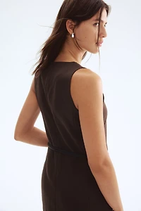 Belted Button-Front Dress