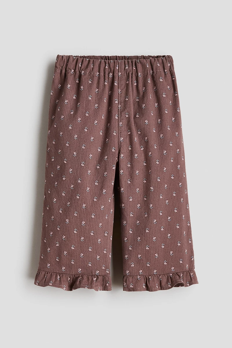 Ruffle-Trimmed Cotton Pants