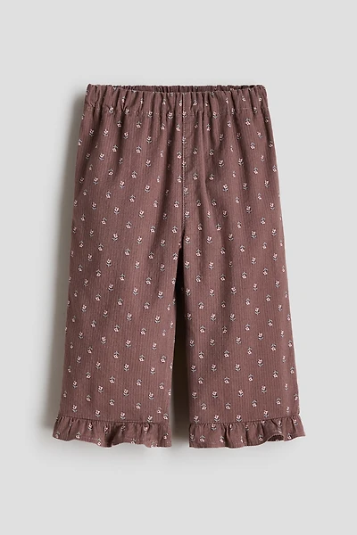 Ruffle-Trimmed Cotton Pants