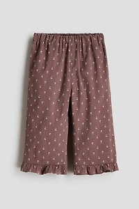 Ruffle-Trimmed Cotton Pants