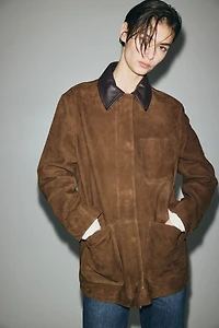 Suede Jacket with Collar