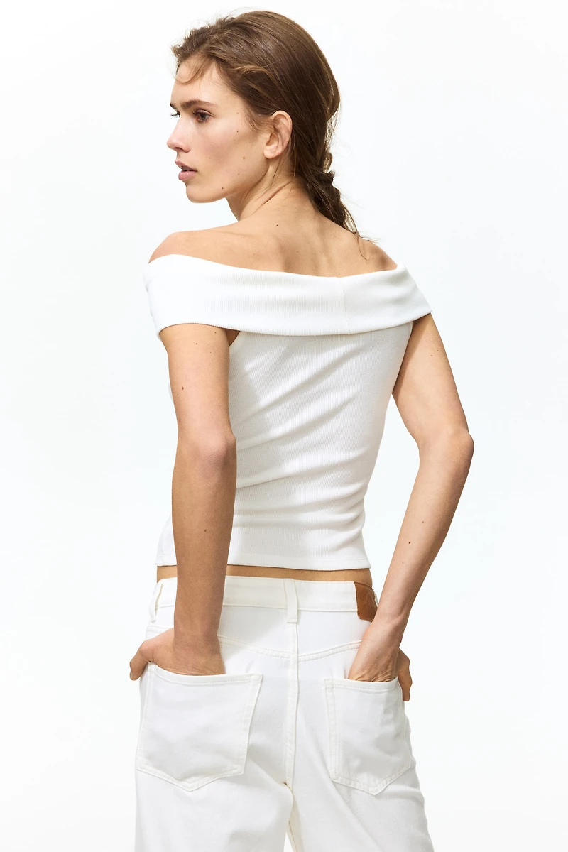 Rib-Knit Off-the-Shoulder Top