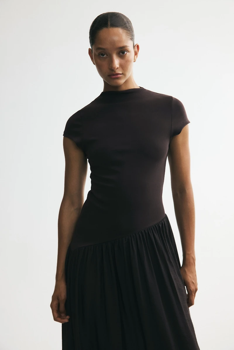Asymmetric Dual-Fabric Dress