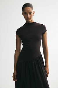 Asymmetric Dual-Fabric Dress