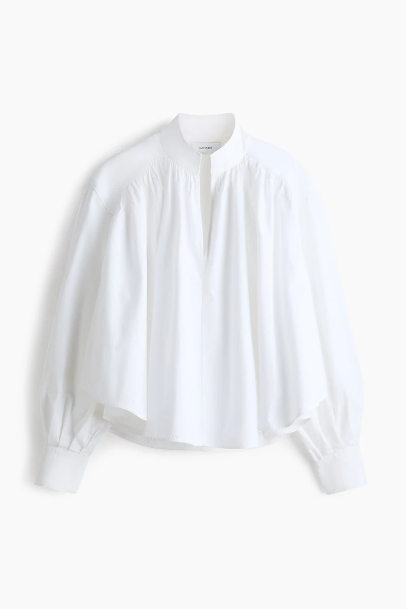 Gathered Poplin Blouse